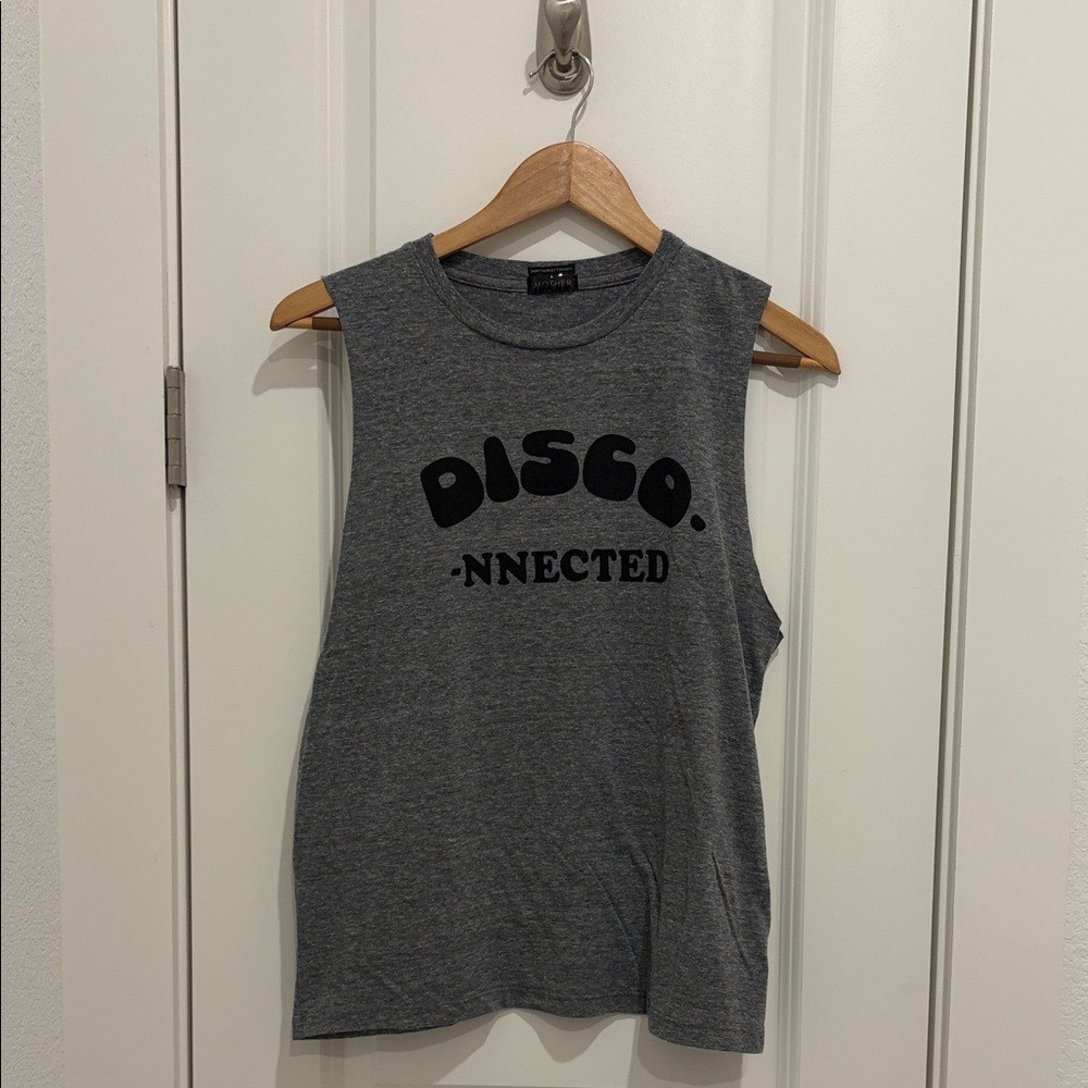 MOTHER Gray Graphic Muscle Tee